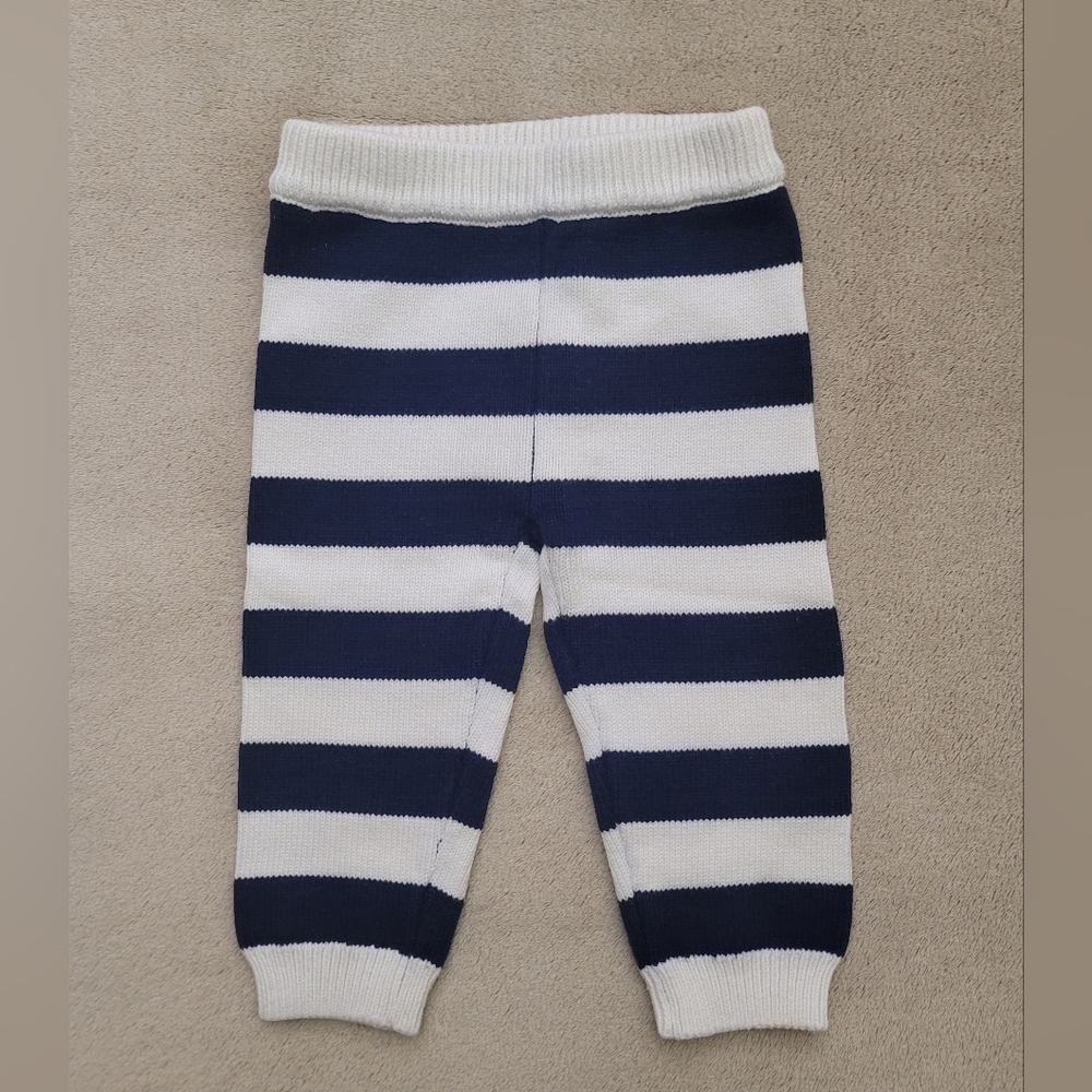 Janie & Jack Baby Navy/White Striped Sweater Pants Size 12-18 Months